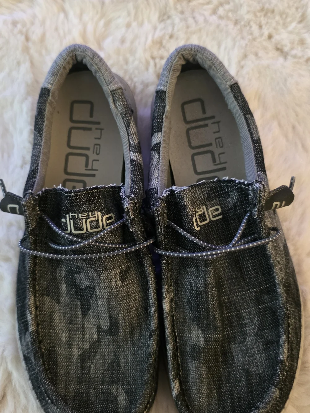 Hey Dude Kids Slip-On Sneakers in Black and Gray